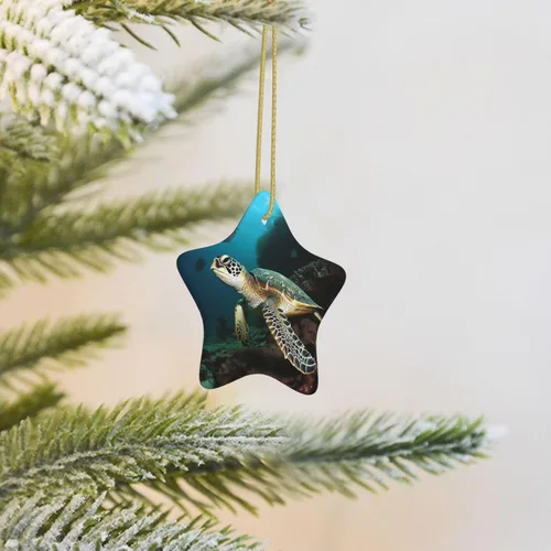 Vista 17 de Adornos de árbol de Navidad colgantes de mariposa morada, adornos de cerámica, decoración de porcelana de Navidad, adorno colgante para el hogar