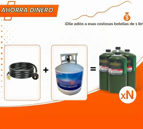 Vista 6 de GASPOWOR Manguera de propano, manguera adaptadora de propano de 5 pies, adaptador de tanque de propano de 1 libra a 20 libras, manguera convertidora