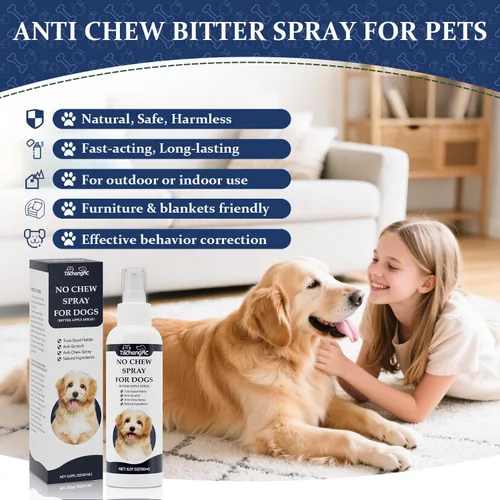 Vista 5 de Spray antimasticable para perros, 5.1 fl oz de manzana amarga en espray disuasorio para dejar de masticar, lamer y morder muebles, zapatos