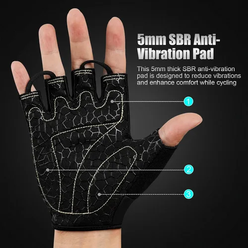 Vista 3 de Guantes de ciclismo para hombres y mujeres, guantes de ciclismo de medio dedo, guantes de entrenamiento adecuados para deportes al aire libre