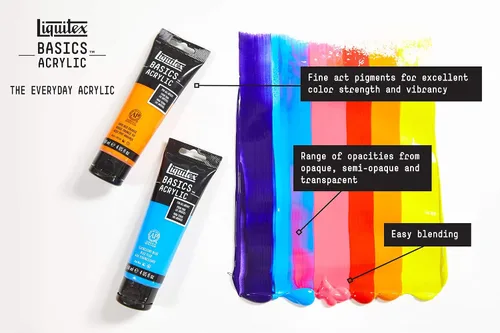 Vista 3 de Liquitex BASICS Pintura Acrílica, Botella de 400ml (13.5 oz), Blanco Titanio Titanio Blanco