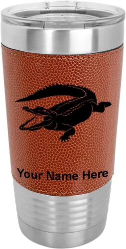 Vista 12 de LaserGram Vaso aislado al vacío de 20 onzas, cocodrilo, grabado personalizado incluido (piel sintética, estilo béisbol)