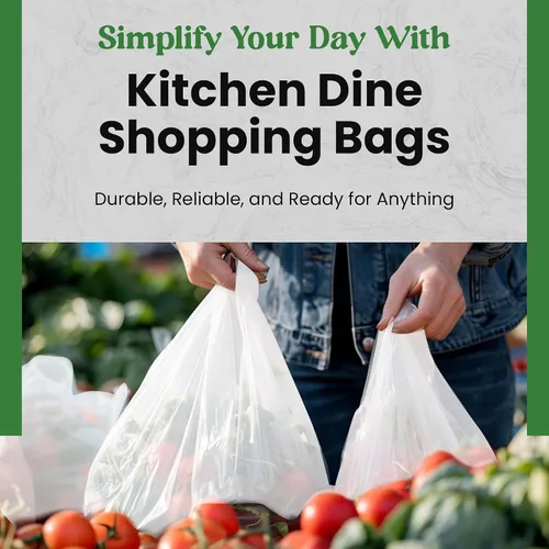 Vista 6 de Bolsa de plástico con asas Camiseta Bolsa de compras para pequeñas empresas Bolsas de plástico reciclables para comestibles Para ir