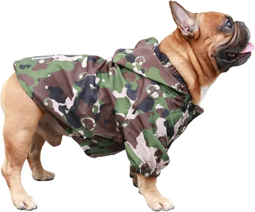 Vista 11 de iChoue Abrigos para clima frío para perro, impermeables, impermeables, ligeras, cortavientos, con capucha, para bullodg francés, inglés, pitbull