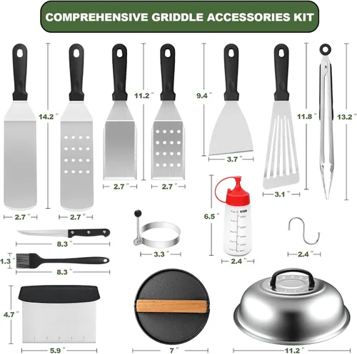 Vista 2 de Juego de accesorios para parrilla de 30 piezas, juego de accesorios para parrilla de parte superior plana para Blackstone y Camp Chef, juego