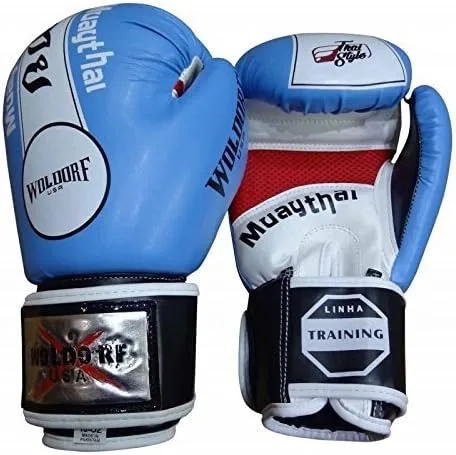 Vista 5 de Pro Boxeo Entrenamiento Sparring guantes con agujeros de perforación de Muay Thai, color azul