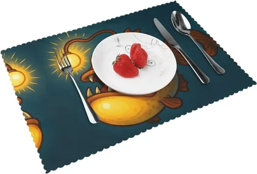 Vista 17 de Rectangular Placemats Set of 4, Heat Resistant Liquid Metal Printed Kitchen Dining Table Mats
