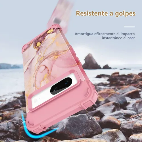 Vista 4 de Funda para Pixel 7, funda para Google Pixel 7, mármol rosa dorado
