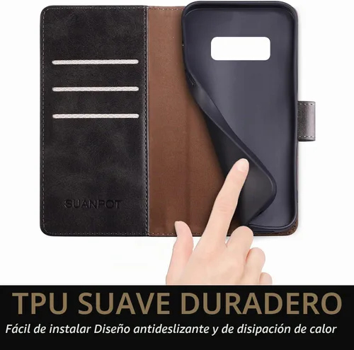 Vista 6 de SUANPOT Funda de piel tipo cartera para Samsung Galaxy S10e de 5.8 pulgadas (sin S10 de 6.2 pulgadas) con bloqueo RFID, tarjetero para tarjetas