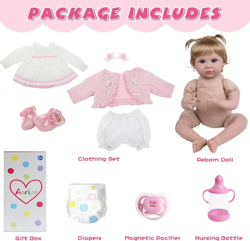 Vista 7 de Muñecas de Bebé Reborn Realistas - Muñeca de Bebé Realista de 22 pulgadas Flexible y Suave con Accesorios de Juguete de Alimentación Bebé Niña