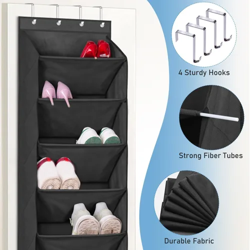 Vista 5 de KEETDY Organizador sobre la puerta con 8 bolsillos profundos, estante colgante para colgar el armario se adapta a 20 pares, soporte para zapatos