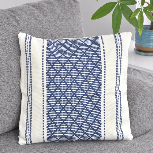 Vista 17 de Funda de almohada tejida de algodón, color verde oliva/blanco roto, 16 x 16 pulgadas (una sola pieza)