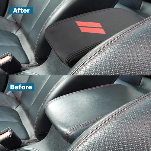 Vista 2 de INTGET Para Dodge Dart Centro Consola Cubierta 2016 2015 2014 2013 Cuero Consola Tapa Protector Coche Central Apoyabrazos Cubierta para Dodge Dart