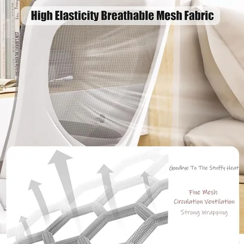 Vista 4 de Silla de oficina ergonómica, silla de escritorio con respaldo de malla alta con reposabrazos abatible de 90°, cómoda silla de trabajo, silla
