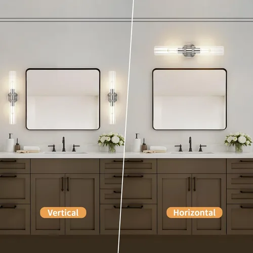 Vista 8 de Luz de Tocador de Baño de 2 Luces Níquel Cepillado, Accesorios de Luz de Baño para Espejo Lateral, Lámpara de Pared Vintage para Dormitorio