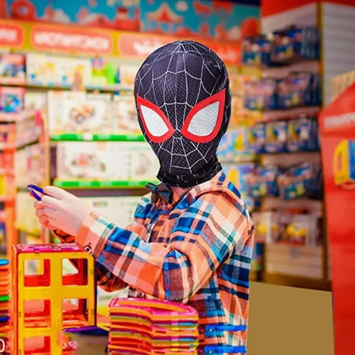 Vista 2 de KEbia Conjunto de máscara de Halloween para niños, juego de 4 piezas con sombrero de superhéroe
