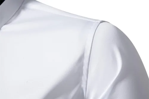 Vista 4 de SIR7 Camisa de vestir para hombre, ajuste regular, casual, de manga larga, sin arrugas, elástica, con bolsillo