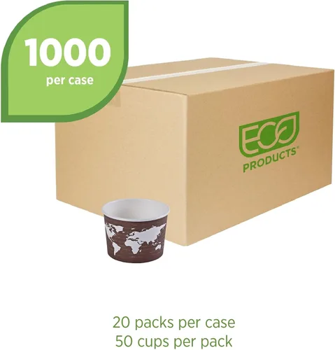 Vista 2 de Eco-Products, Inc Recipientes para sopa con diseño del mundo, Mixto, 1000