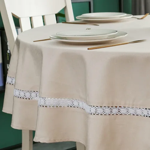 Vista 44 de EHouseHome Mantel de tela resistente con encaje blanco, impermeable, sin arrugas, resistente a las manchas, a prueba de aceite, para comedor