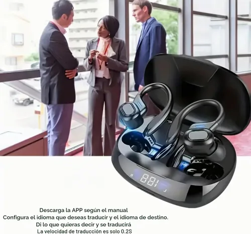 Vista 3 de LinguaWave - Auriculares inalámbricos de traducción AI en 144 idiomas en tiempo real para viajes y trabajo