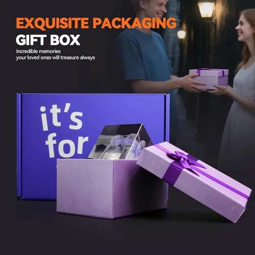 Vista 7 de Q&K Regalo de fotos de cristal 3D, foto 3D personalizada grabada en luces nocturnas de cristal, lámpara grabada personalizada para mascotas