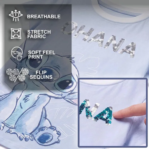 Vista 6 de Disney Camiseta Lilo & Stitch Ohana delantera y trasera para niña