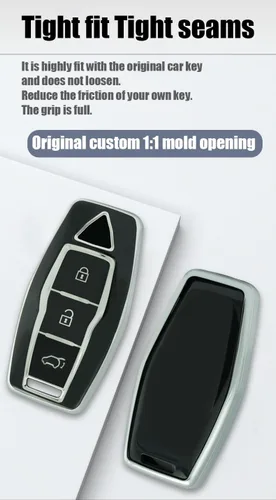 Vista 4 de ontto Funda para llave de 3 botones con llavero compatible con accesorios Mitsubishi Outlander 2022 2023, Negro