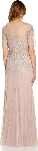 Vista 2 de Adrianna Papell Vestido cubierto de malla con cuentas para mujer