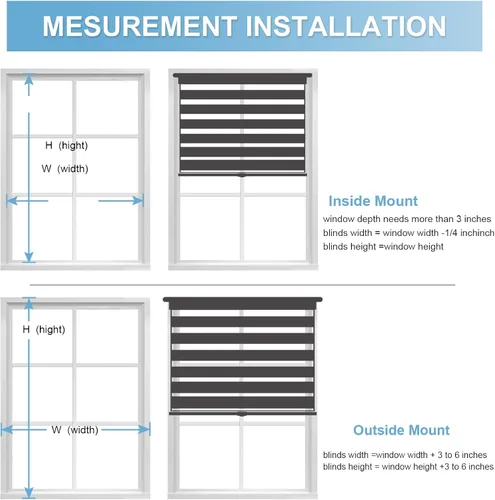 Vista 6 de MYshade Persianas enrollables de cebra opacas (85 %) con cordón para ventanas interiores, persianas de doble capa beige para dormitorio, baño, sala
