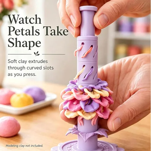 Vista 2 de Modular Clay Bloom Maker, Reusable Press Mold for Polymer and Clay Purple