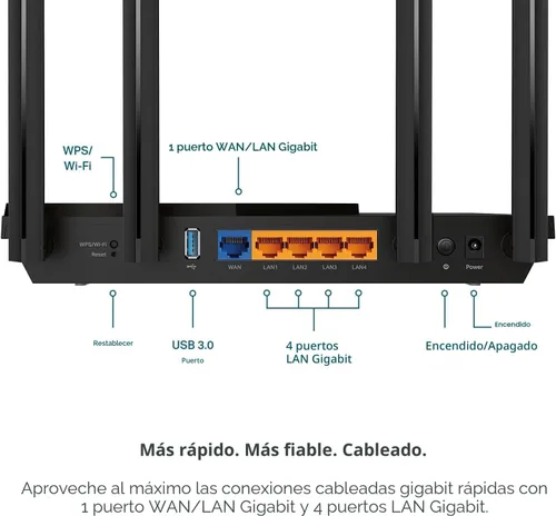 Vista 6 de TP-Link Router de doble banda AX3000 Wi-Fi 6 Archer AX55 Enrutador de Internet Gigabit inalámbrico para el hogar Compatible con EasyMesh