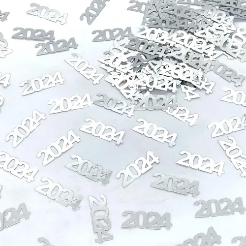 Vista 13 de Confeti Año 2024 Negro - Paquete al por menor #7630 QS0