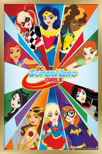 Vista 17 de Trends International DC Comics DC Superhero Girls - Póster de collage de pared, 22.4 pulgadas de largo x 14.7 pulgadas, versión enmarcada de madera