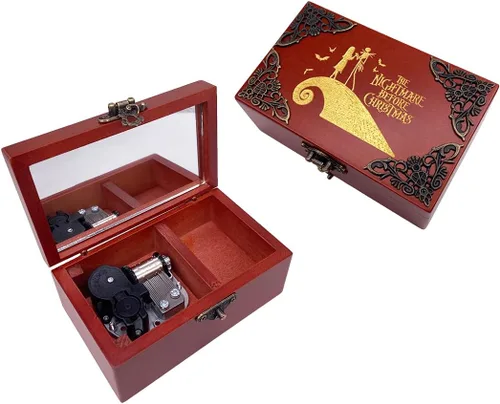 Vista 21 de Youtang You are My Sunshine - Caja de música de joyería con espejo, caja musical de madera grabada con láser, caja de música a cuerda, regalo