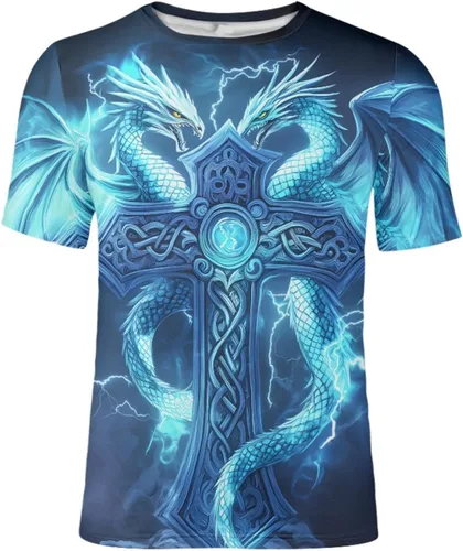 Vista 33 de GLUDEAR Camiseta Vikings para hombre, novedad con estampado 3D de mitología nórdica Aurora Galaxy Life Tree