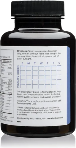 Vista 6 de Beli Apoyo de fertilidad multivitamínico prenatal para hombres, salud mejorada de los espermatozoides, recuento de espermatozoides y motilidad