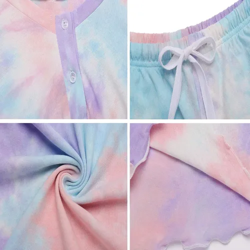 Vista 5 de Ekouaer - Conjunto de pijama de 2 piezas para mujer, con diseño de teñido anudado, para dormir y descansar