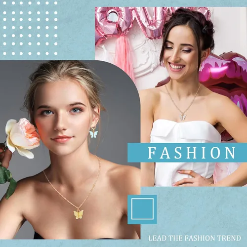 Vista 5 de Sasylvia Juego de 18 aretes de collar de mariposa acrílica, collar con colgante de mariposa acrílica, aretes de mariposa, juego de joyas de mariposa