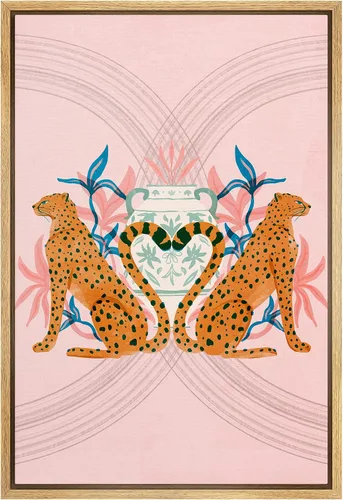 Vista 43 de SIGNWIN Lienzo enmarcado para pared, decoración de habitación preparada, guepardo africano, gato, caricatura, dibujos de naturaleza, animales