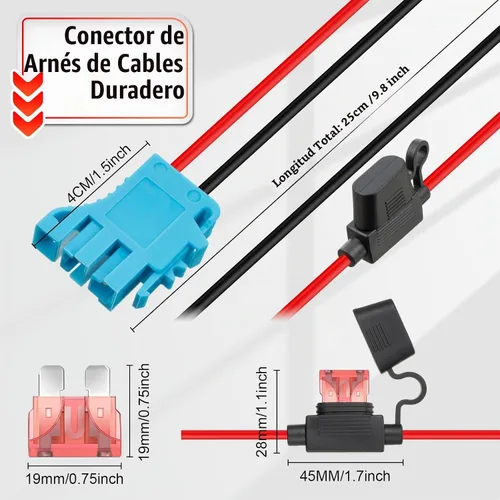 Vista 4 de Saillong Reemplazo del conector de arnés de cable de 12 AWG compatible con batería Peg Perego SLA de 12 voltios, conector de batería de 12 V