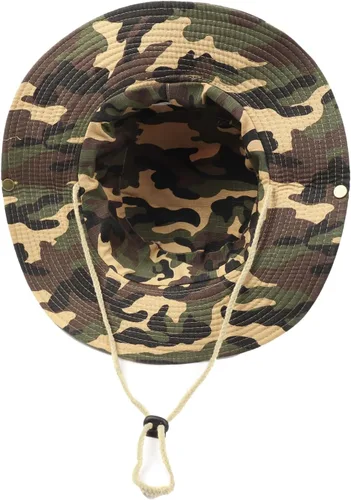Vista 2 de Zylioo Sombreros Boonie de gran tamaño XXL, sombrero táctico militar de safari para cabezas grandes, sombreros de caza ligeros con correa