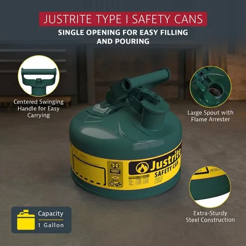 Vista 2 de Justrite Type I - Caja de seguridad de acero galvanizado Verde