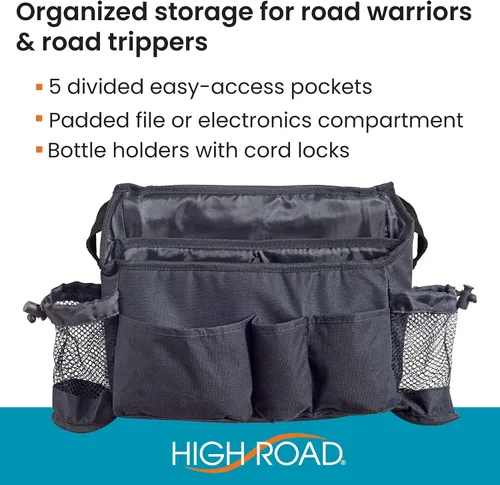 Vista 3 de Organizador para asientos de automóvil, de la marca High Road, pack de 2, XL, Negro