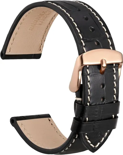 Vista 31 de WOCCI - Correas para reloj de cuero italiano, grano de cocodrilo en relieve, elige color y ancho 14 mm 18 mm 19 mm 20 mm 21 mm 22 mm, Negro