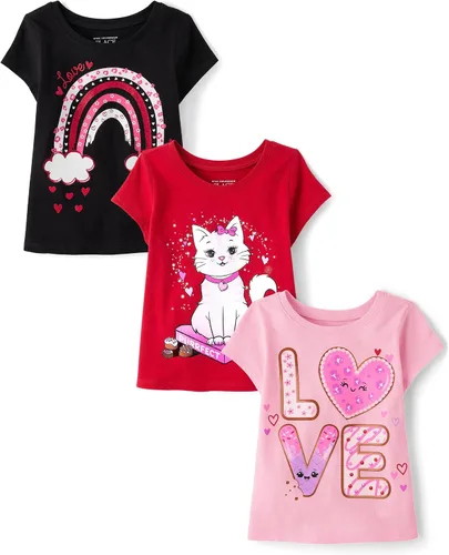 Vista 14 de The Children's Place Camisetas estampadas de manga corta para bebés y niñas pequeñas, con diseño de unicornios y mariposas, a la moda, paquete de 3
