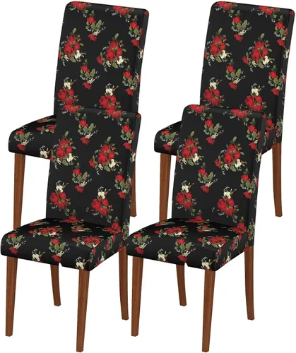 Vista 62 de Fundas para sillas de comedor CoSofSLIP, juego de 2, fundas estampadas elásticas antideslizantes, fundas extraíbles y lavables para sillas