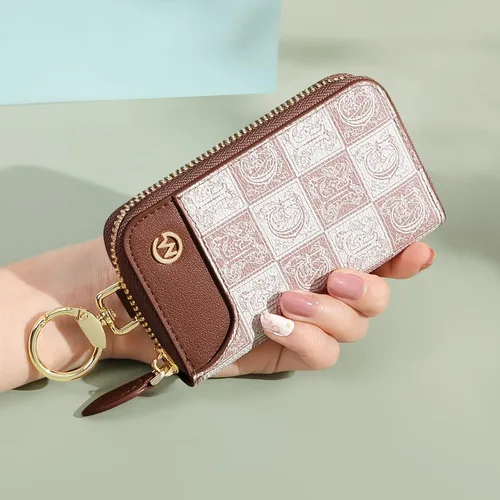 Vista 6 de GOLF SUPAGS Llavero de cuero PVC para mujer, portatarjetas, cartera con 6 ganchos, cierre a presión, llaves, organizador de dinero