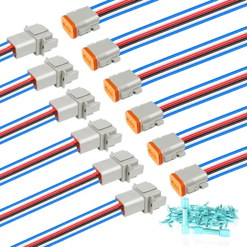 Vista 17 de Kit de 6 conectores Deutsch DT de 2 pines negro macho hembra arnés de cableado Deutsch Pigtail de 2 vías impermeable conector eléctrico automotriz