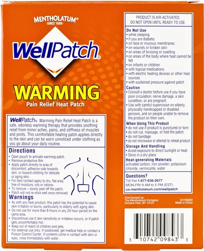 Vista 4 de WellPatch Parche térmico para aliviar el dolor, 4 parches grandes, 5 x 4 pulgadas (5.1 x 3.9 in) cada uno