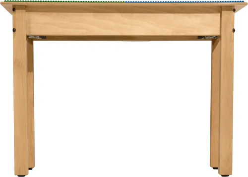 Vista 18 de Contender Time-2-Play - Mesa de madera contrachapada de abedul para niños, color azul y verde, compatible con Lego Montessori con estante para sala